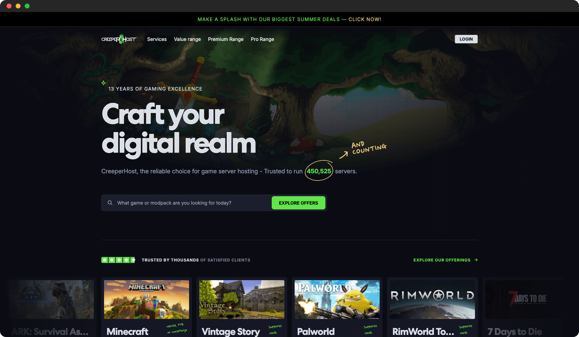 CreeperHost screenshot