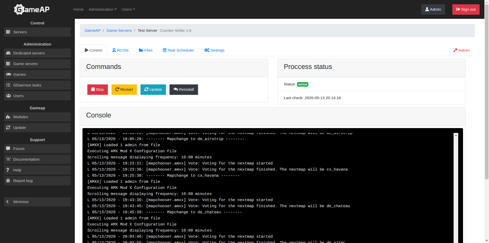 GameAP interface