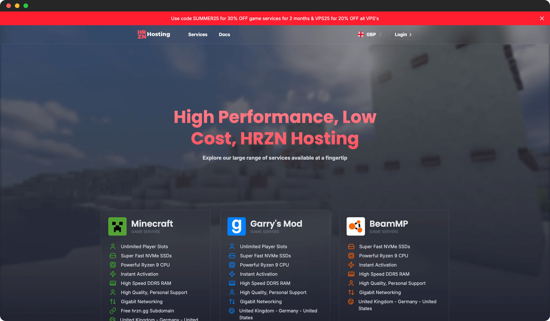 Horizon Hosting screenshot