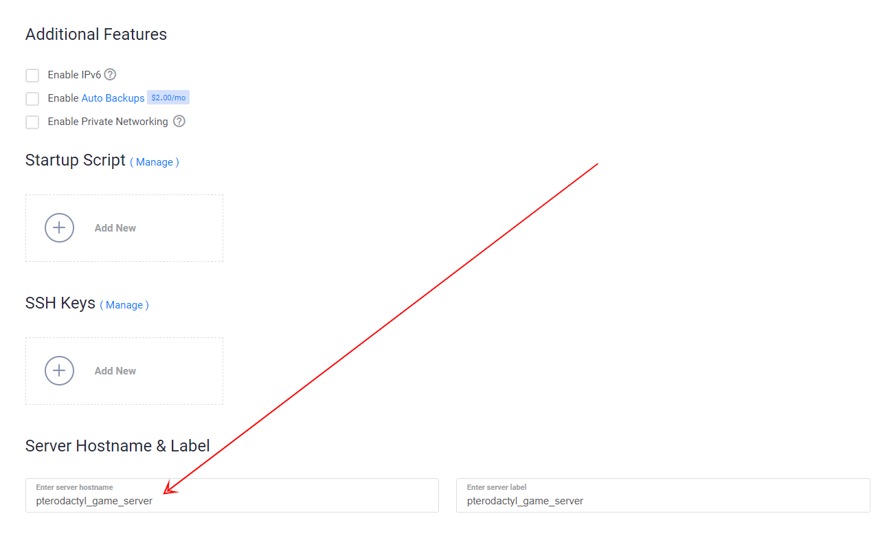 vultr hostname