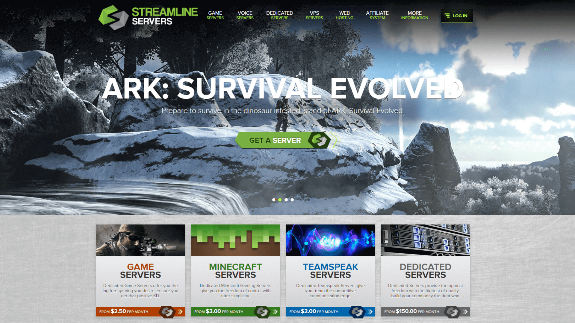 streamline servers website screenshot