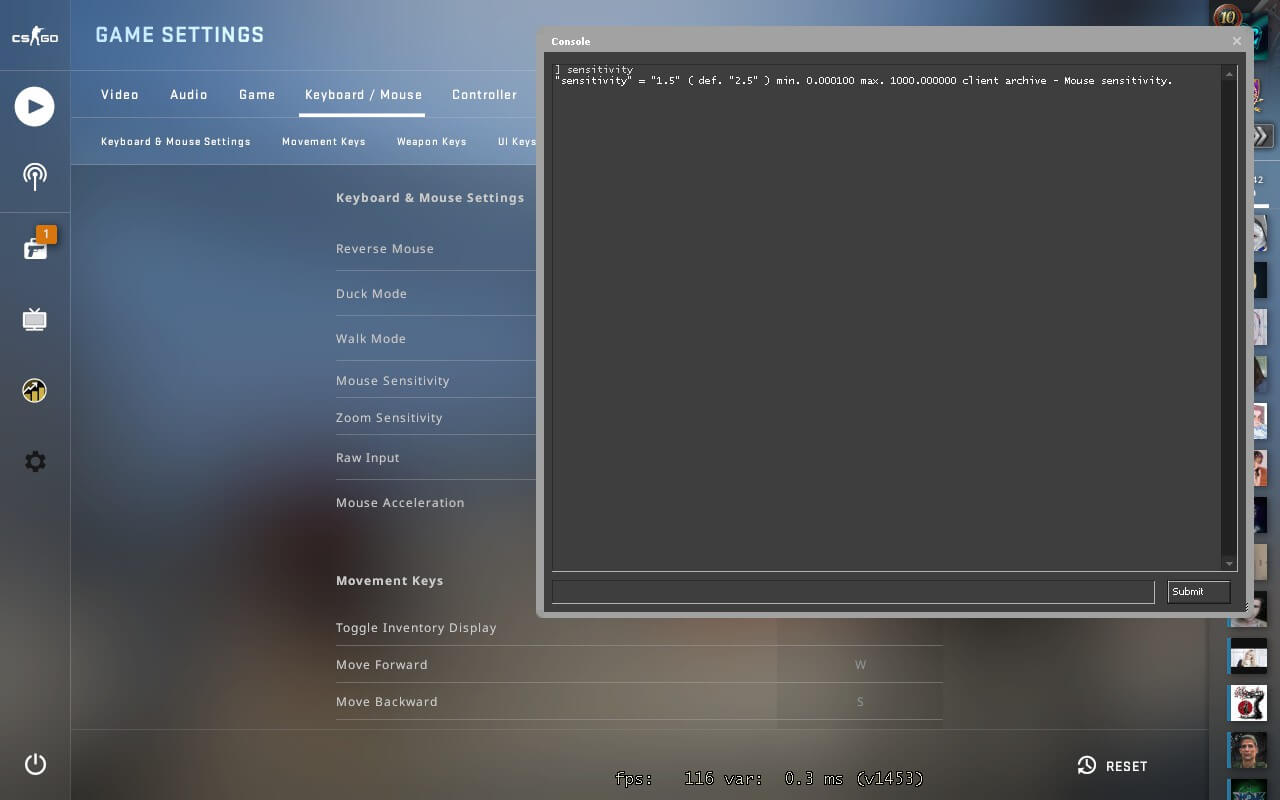 csgo console sensitivity