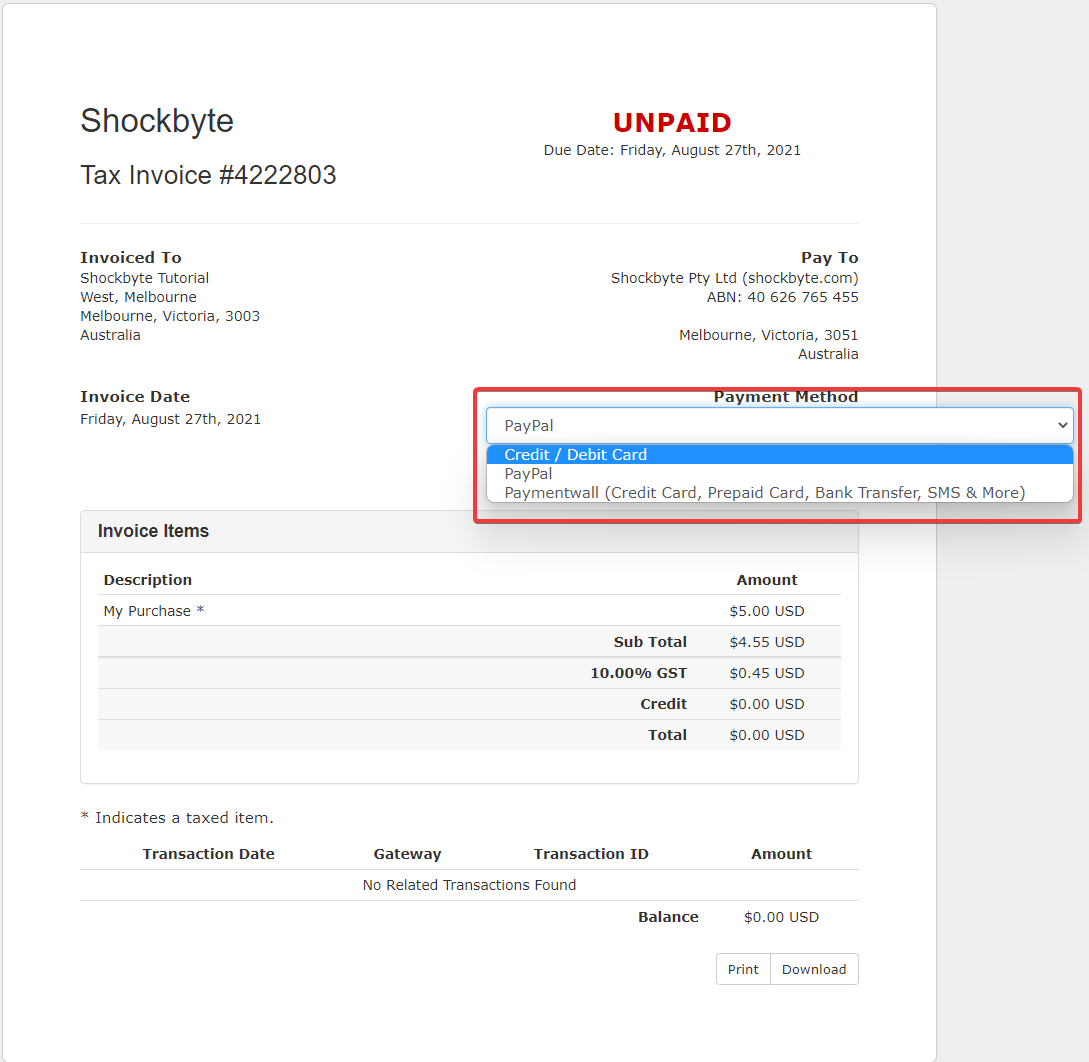 Shockbyte Payment Methods