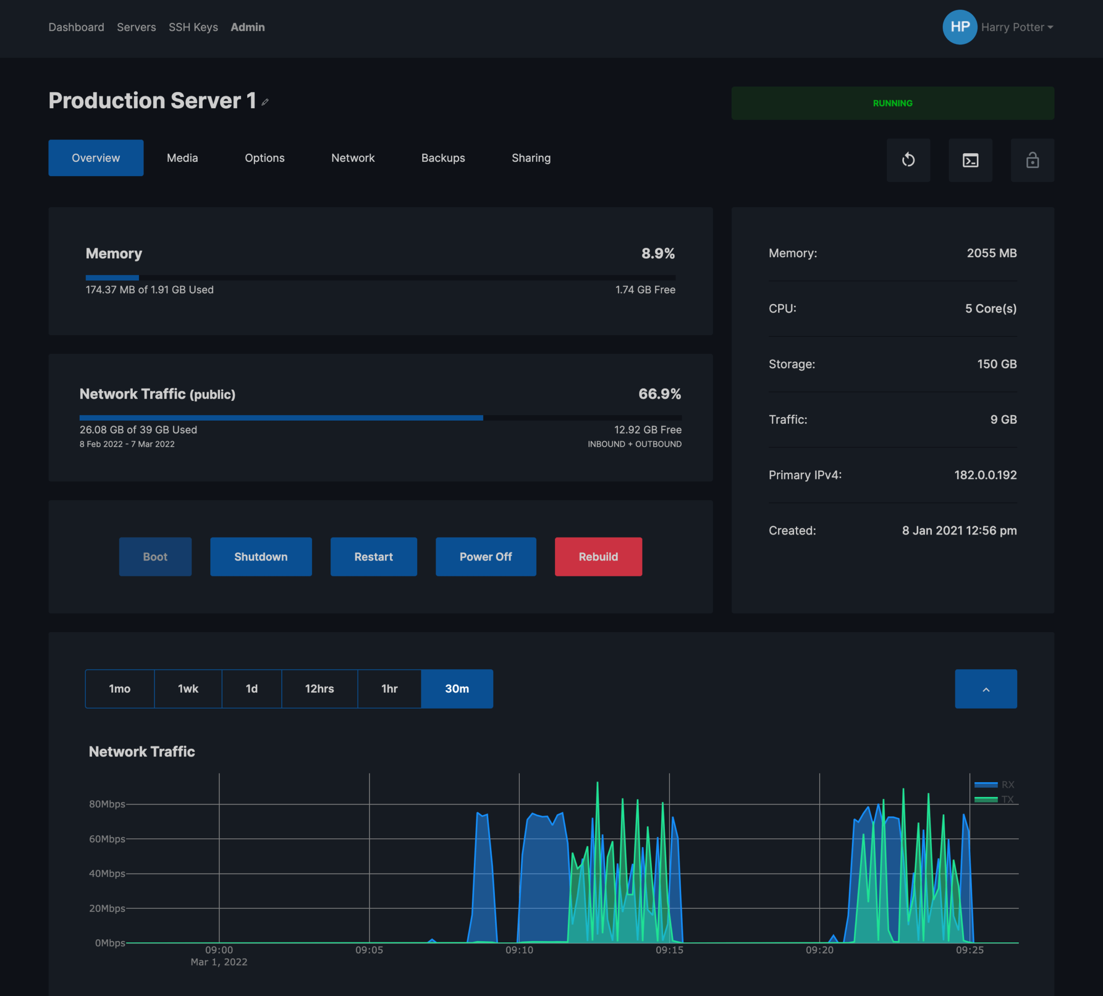 eu game host server dashboard