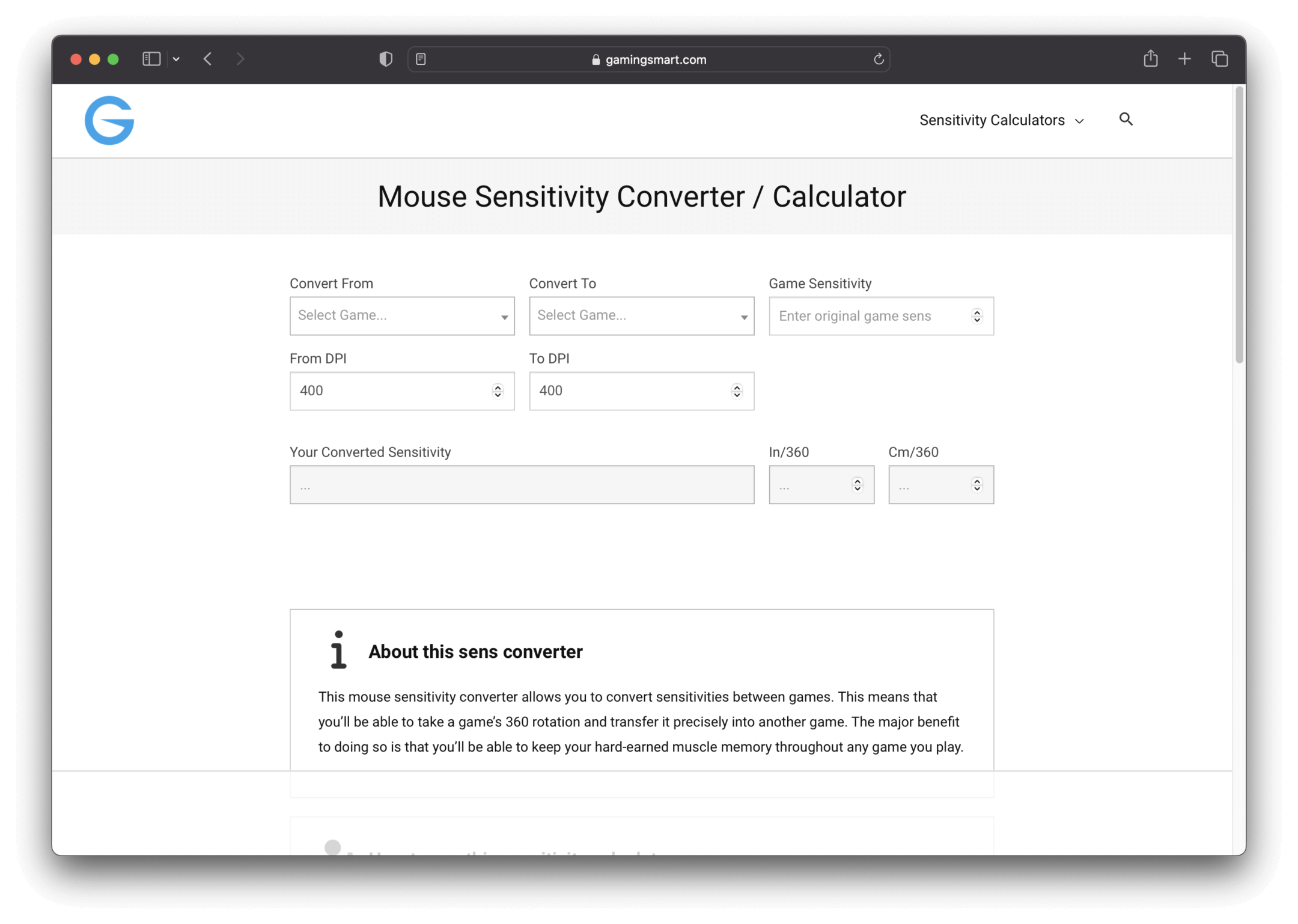 gaming smart mouse calculator